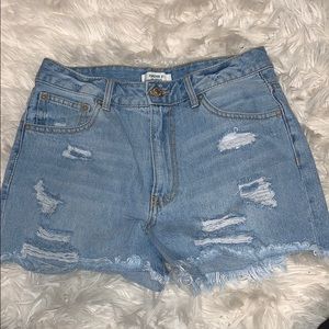 Light wash denim cut off shorts